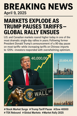 Breaking News – April 9, 2025 Markets Explode as Trump Pauses Tariffs – Global Rally Ensues