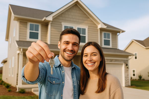 Celebrating their first home purchase